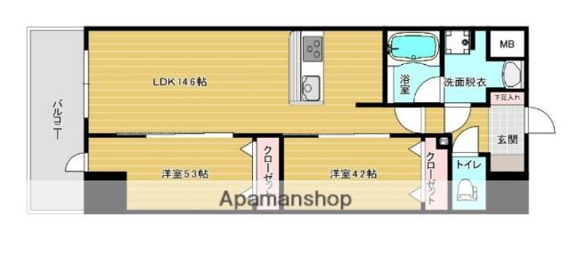 リファレンスリバービュー室見(2LDK/8階)の間取り写真