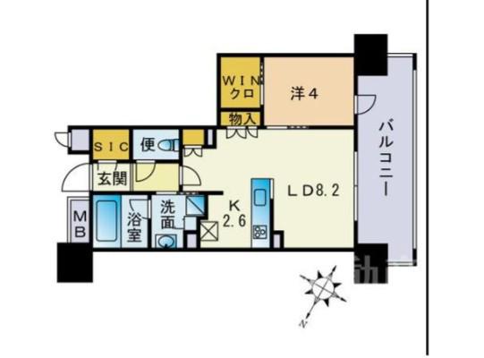 ザ・パークハウス大濠翠景(1LDK/2階)の間取り写真