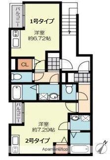 メゾンドティアラ美野島(ワンルーム/2階)の間取り写真