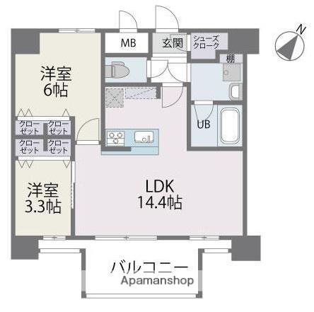 MODERN PALAZZO 博多デュオグランデウエスト(2LDK/11階)の間取り写真