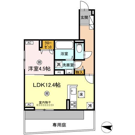 D-ROOM石丸II(1LDK/1階)の間取り写真