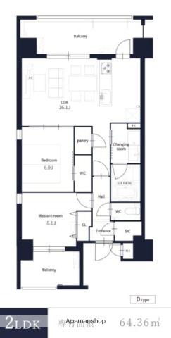 TONOクリスタル上人橋(2LDK/4階)の間取り写真
