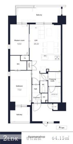 TONOクリスタル上人橋(2LDK/5階)の間取り写真
