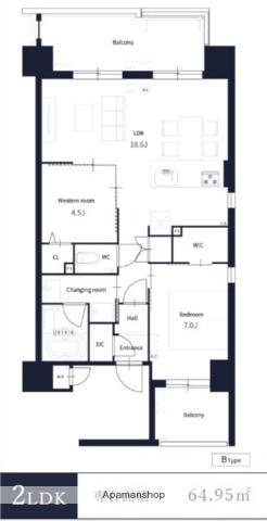 TONOクリスタル上人橋(2LDK/5階)の間取り写真