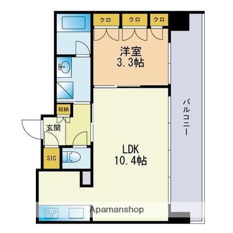 クラス博多駅南(1LDK/11階)の間取り写真