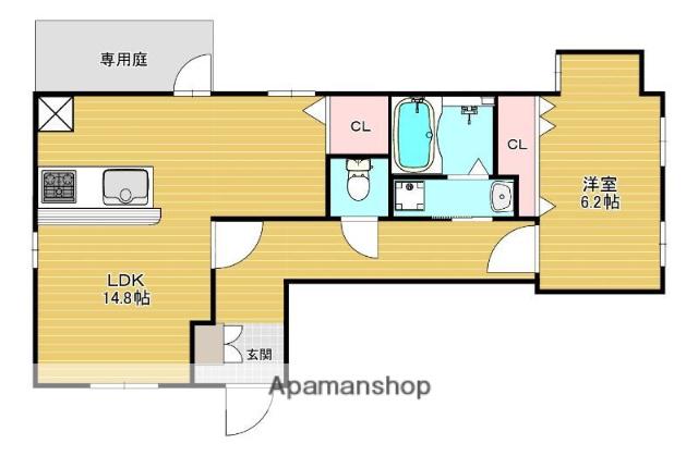 ZIP OHORI サウス(1LDK/1階)の間取り写真