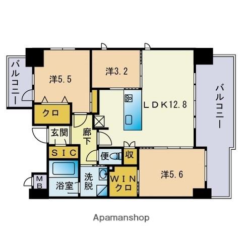 アクシオン博多リヴァージュ(3LDK/10階)の間取り写真