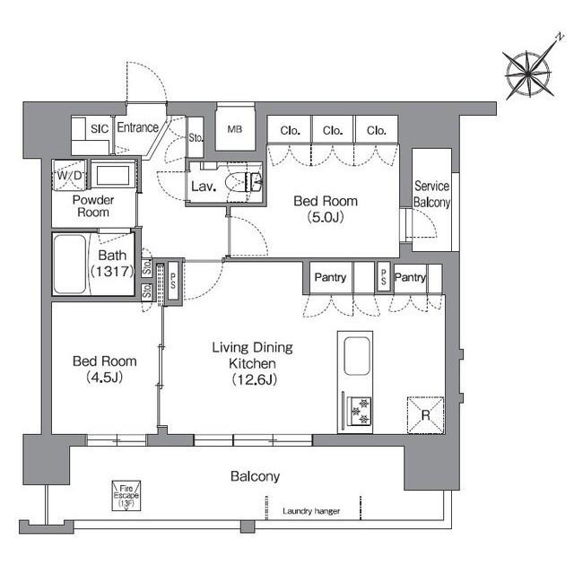 シーズンフラッツ渡辺通(2LDK/11階)の間取り写真
