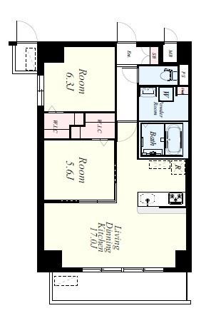 博多グランドレジデンス(2LDK/6階)の間取り写真