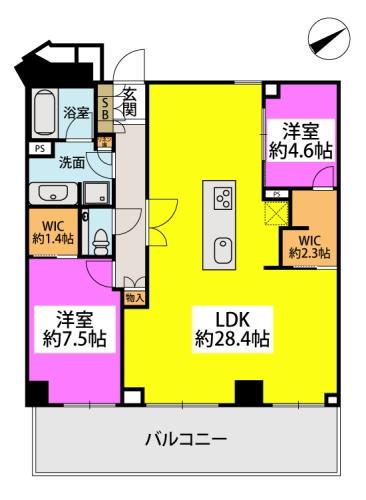 ザ・パークハウス福岡タワーズイースト(2LDK/25階)の間取り写真
