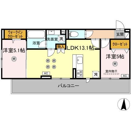 DーROOM今宿駅前1丁目(2LDK/3階)の間取り写真