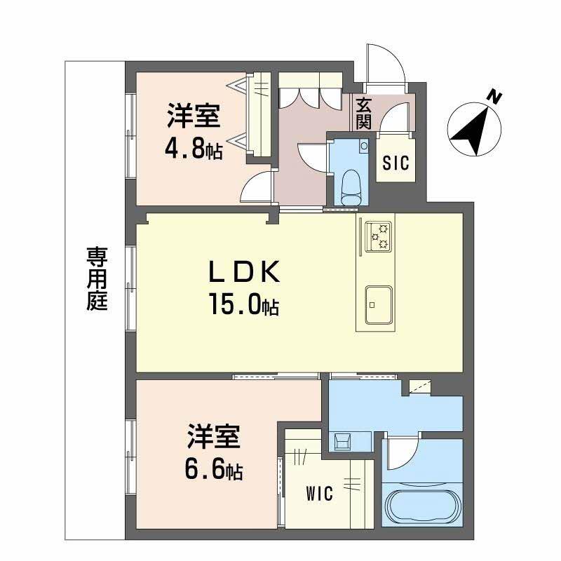 シャーメゾン高宮通(2LDK/1階)の間取り写真