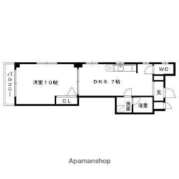 エムビル薬院(1DK/4階)の間取り写真