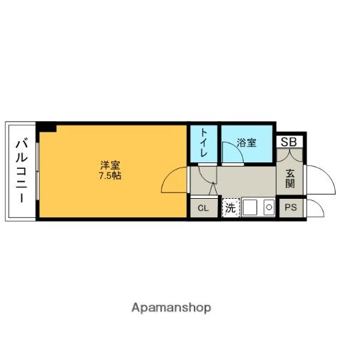 エスパシオ片江(1K/4階)の間取り写真