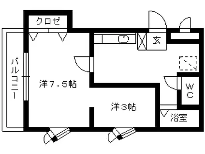 ハーモニーKハウスMYU(1LDK/3階)の間取り写真
