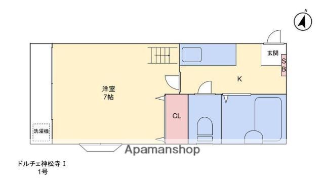 ドルチェ神松寺Ⅰ(1K/2階)の間取り写真