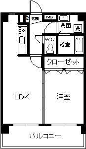 レークサイドSK(1LDK/4階)の間取り写真