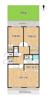 第一幸陽ビル(2LDK/1階)の間取り写真