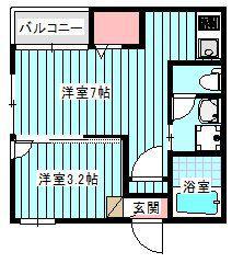 CASA DE LA 九大南(1DK/2階)の間取り写真