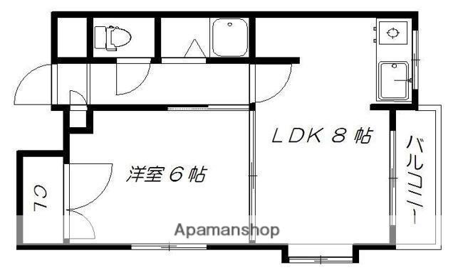 プロスパー城南(1LDK/2階)の間取り写真
