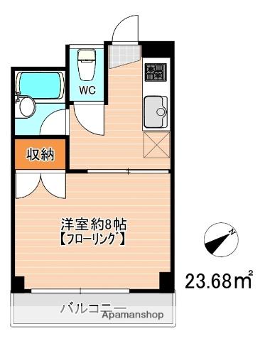 ベルザ南片江(1K/3階)の間取り写真