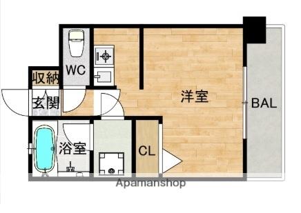 ピュアドーム高宮ロイヤルズ(1K/6階)の間取り写真