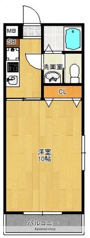 フレンディ元岡(1K/1階)の間取り写真