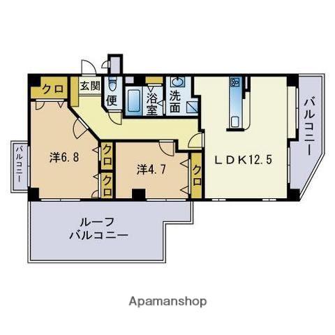 アーサー福重リバーコート(2LDK/4階)の間取り写真