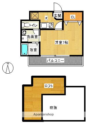 愛宕南アパートメント(1K/2階)の間取り写真