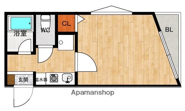 オリンダビレッジⅢ(ワンルーム/1階)の間取り写真