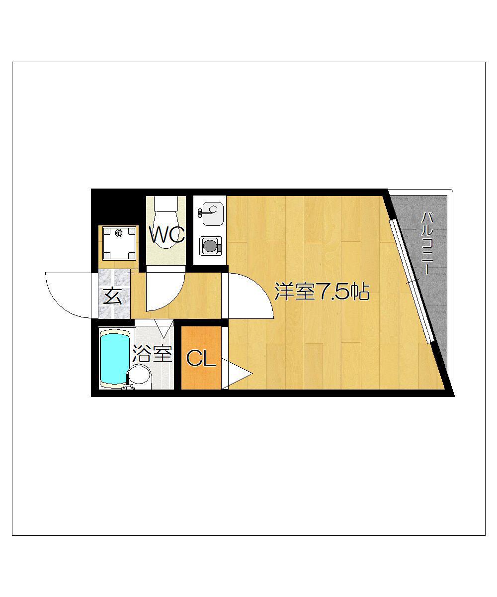 オリンダビレッジⅢ(ワンルーム/4階)の間取り写真