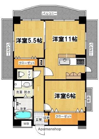 キャメロットリブ(2LDK/4階)の間取り写真