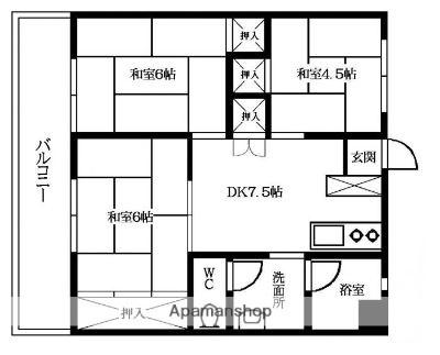 小笹カステリアB棟(3DK/3階)の間取り写真