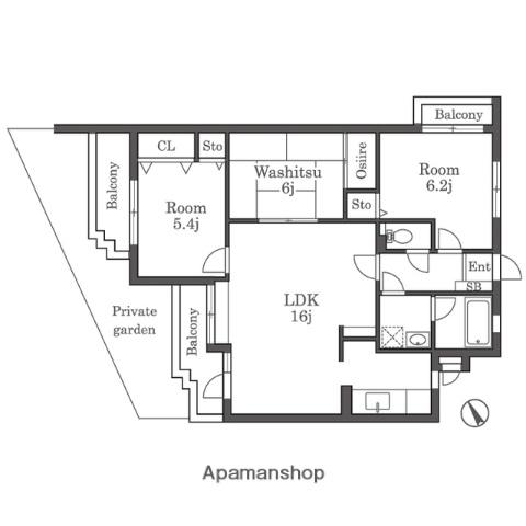 ベルエール大橋Ⅱ(3LDK/1階)の間取り写真