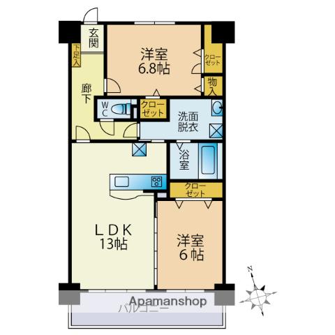 アルシオネ学研都市(2LDK/6階)の間取り写真