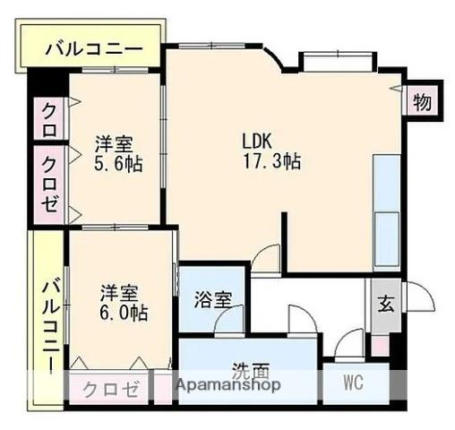 ホームズ室見川(2LDK/3階)の間取り写真