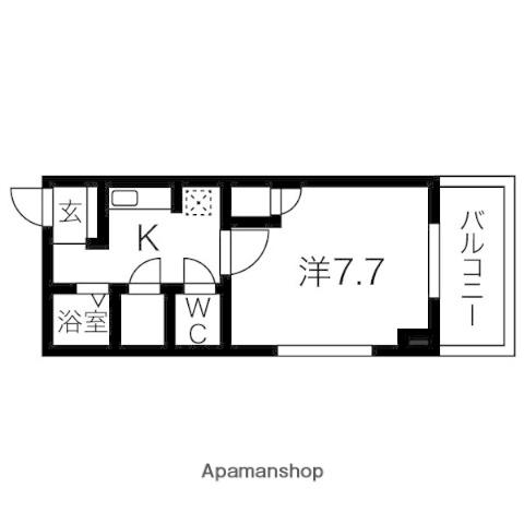 ビュークレスト薬院大通(ワンルーム/6階)の間取り写真