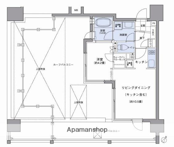 パークアクシス博多美野島(1LDK/14階)の間取り写真