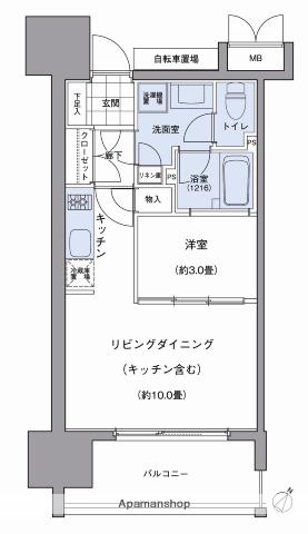 パークアクシス博多美野島(1LDK/13階)の間取り写真