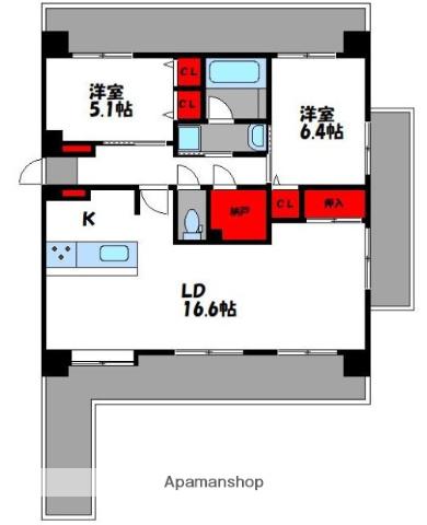 グリーンマンション平尾(2LDK/2階)の間取り写真