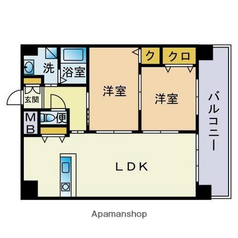 ルモール大濠北(2LDK/8階)の間取り写真