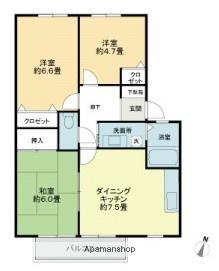 フォブール花田(3DK/1階)の間取り写真