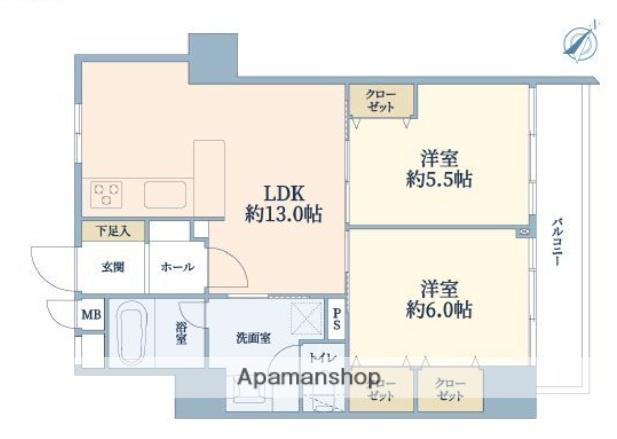 エクセレンス祇園(2LDK/3階)の間取り写真