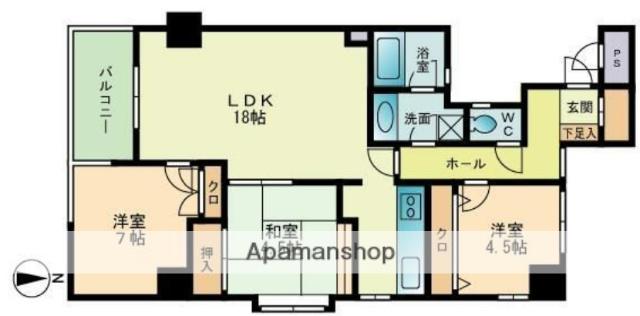 ベルメゾン唐人町(3LDK/7階)の間取り写真