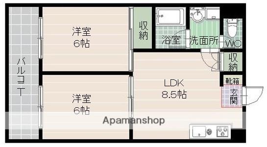 パレ・シャルム薬院(2LDK/7階)の間取り写真