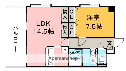 ラピスラズリ桜坂(1LDK/7階)の間取り写真