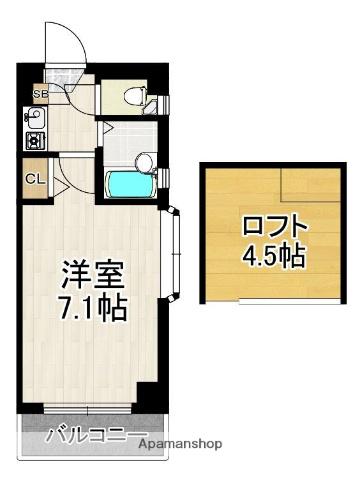 ローレル友泉亭(1K/2階)の間取り写真