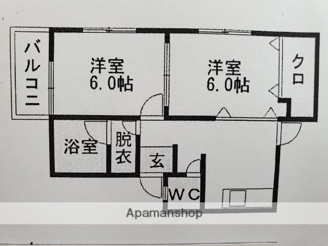 福岡市空港線 赤坂駅(福岡) 徒歩13分 2階建 築28年(2DK/1階)の間取り写真