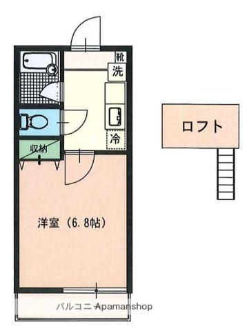 ファインフィールドⅠ(1K/2階)の間取り写真