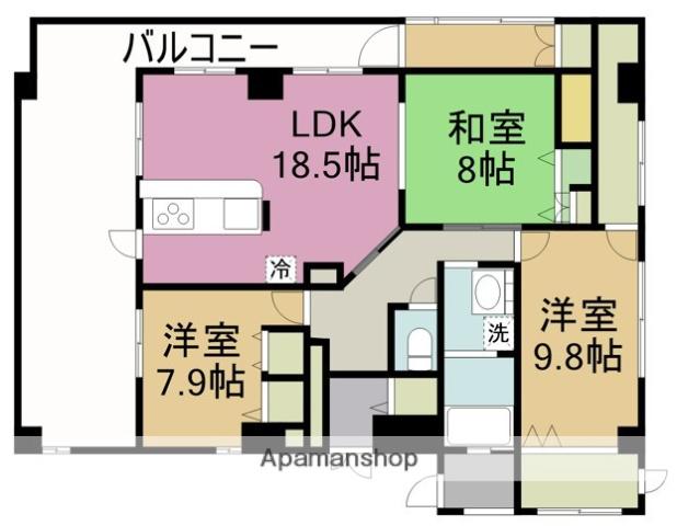 フェリエ博多(3LDK/5階)の間取り写真